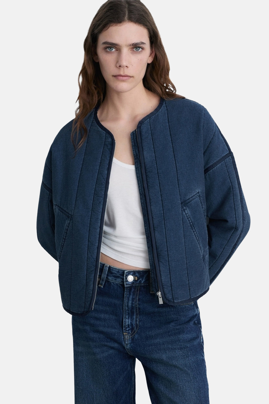 Korte jas Mid blue denim - Mango