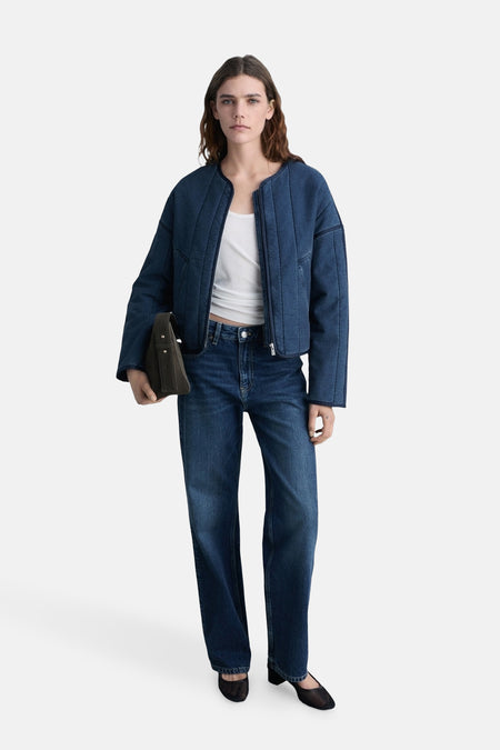Korte jas Mid blue denim - Mango