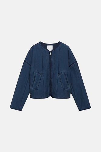 Korte jas Mid blue denim - Mango
