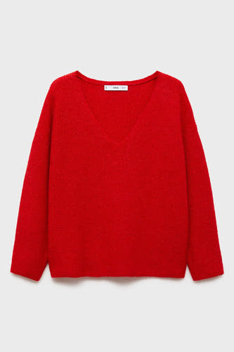 Trui met V-hals Rood - Mango