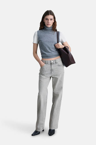 Jeans straight Mid grey denim - Mango