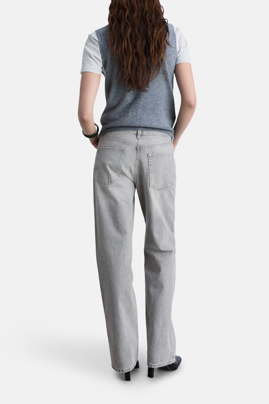Jeans straight Mid grey denim - Mango