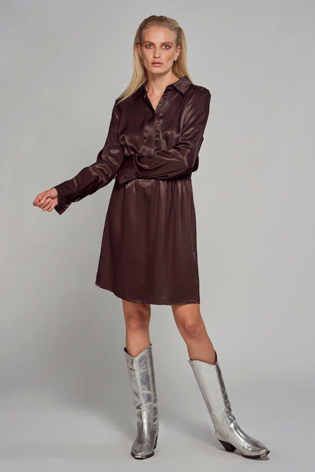 Kleedjes (lange mouwen) Bruin - Astrid Black Label