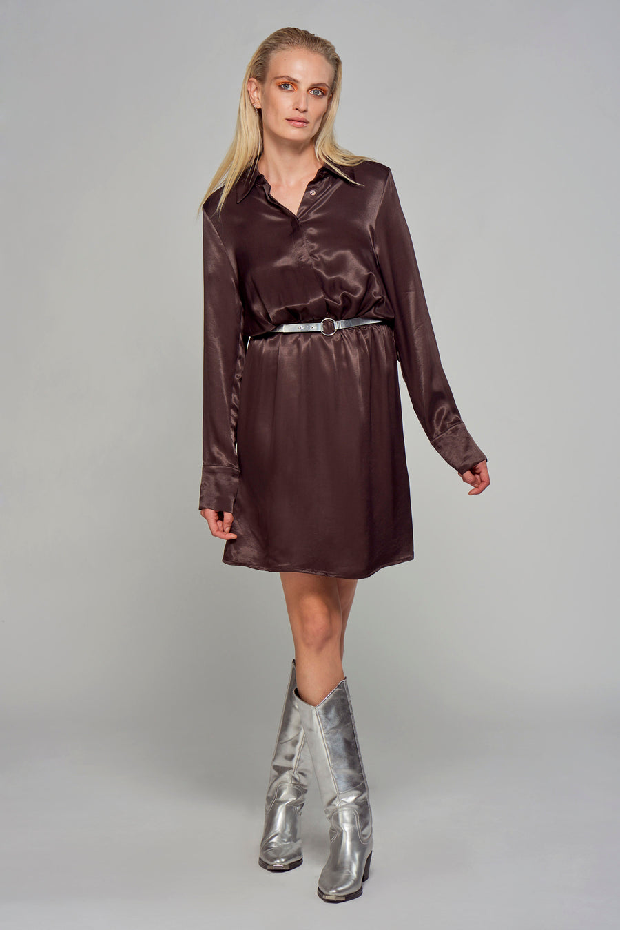 Kleedjes (lange mouwen) Bruin - Astrid Black Label