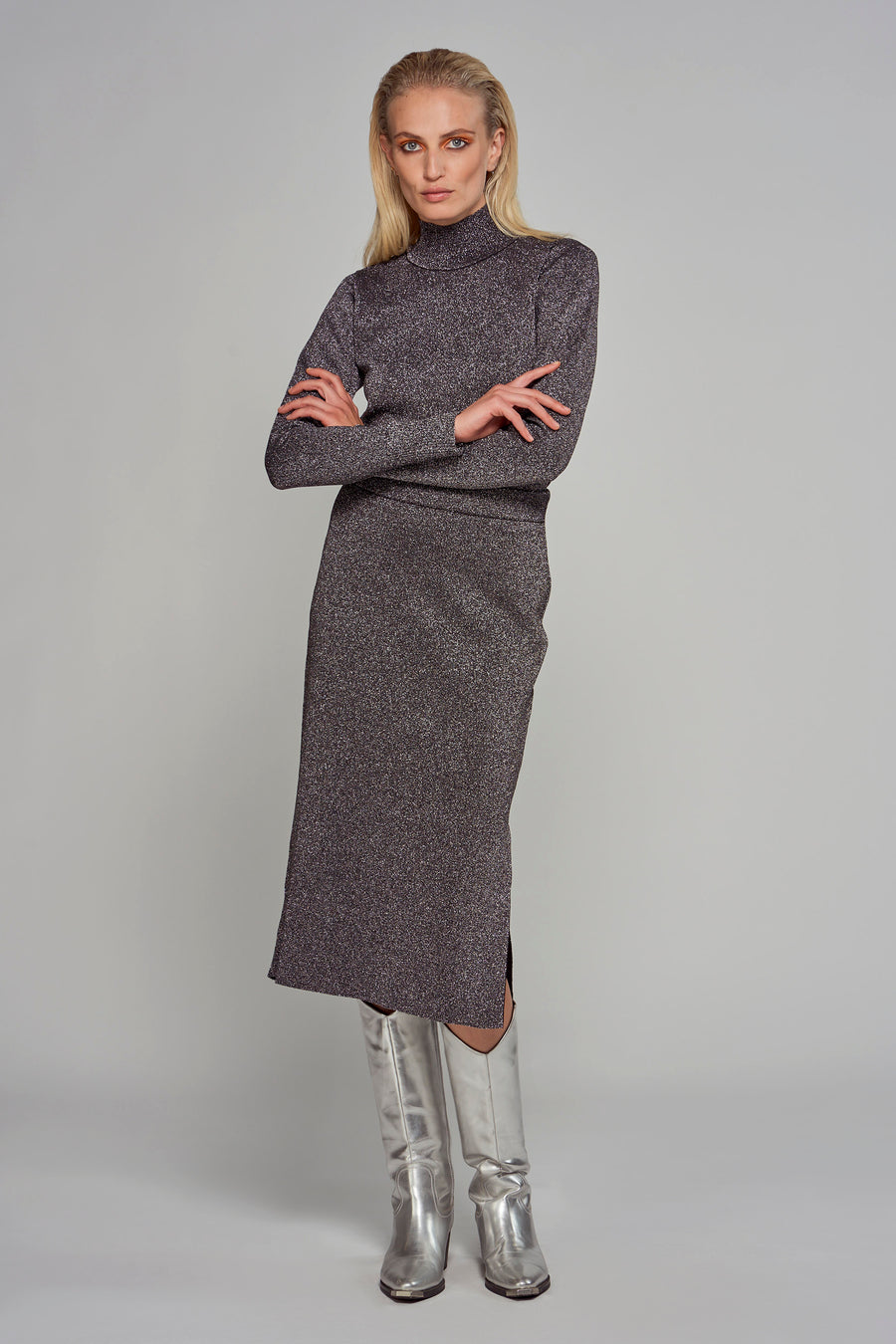 Trui met rolkraag Zilver - Astrid Black Label
