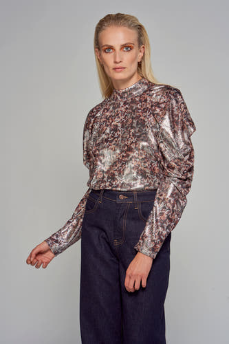 Blouse (lange mouwen) Zilver - Astrid Black Label