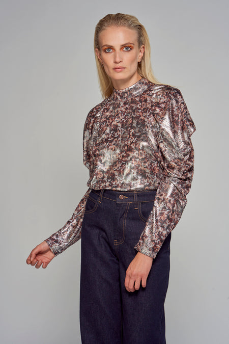 Blouse (lange mouwen) Zilver - Astrid Black Label
