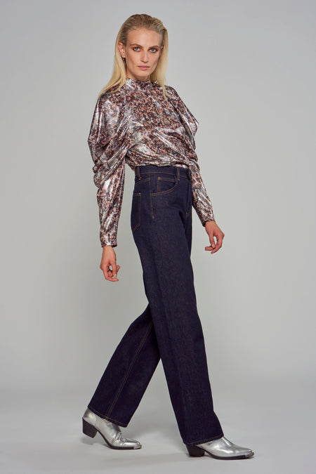 Blouse (lange mouwen) Zilver - Astrid Black Label