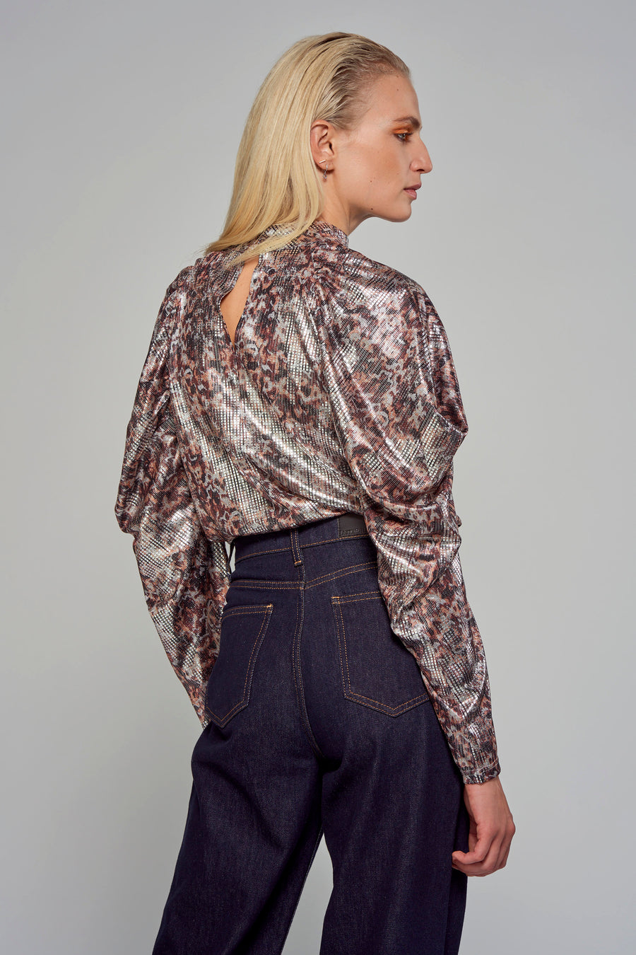 Blouse (lange mouwen) Zilver - Astrid Black Label