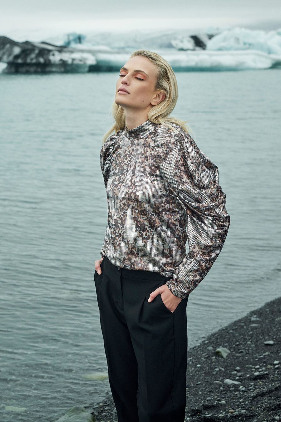 Blouse (lange mouwen) Zilver - Astrid Black Label