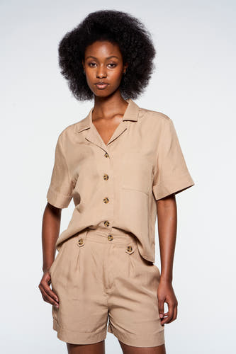 Blouse (korte mouwen) Beige - Astrid Black Label