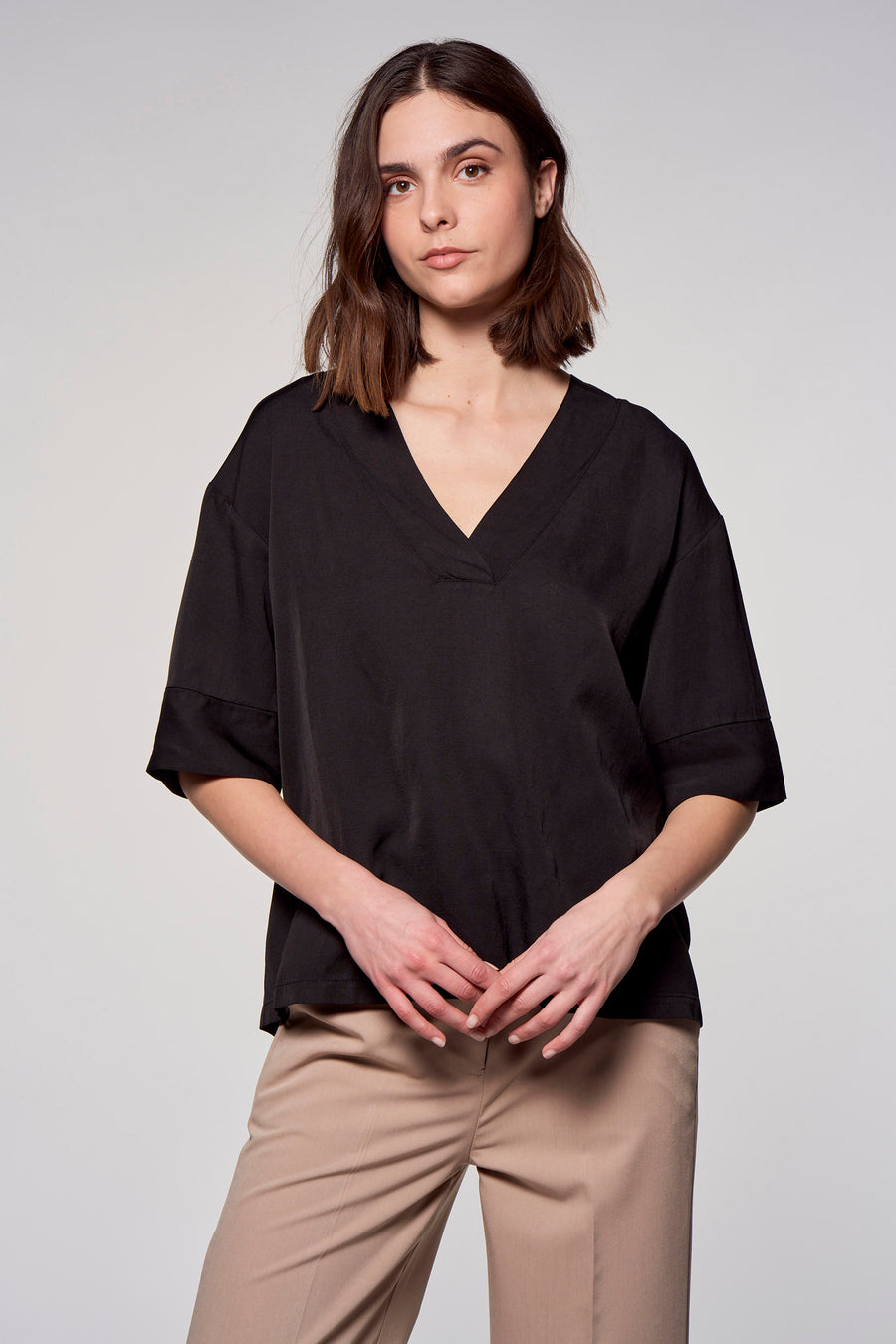 Blouse (korte mouwen) Zwart - Astrid Black Label