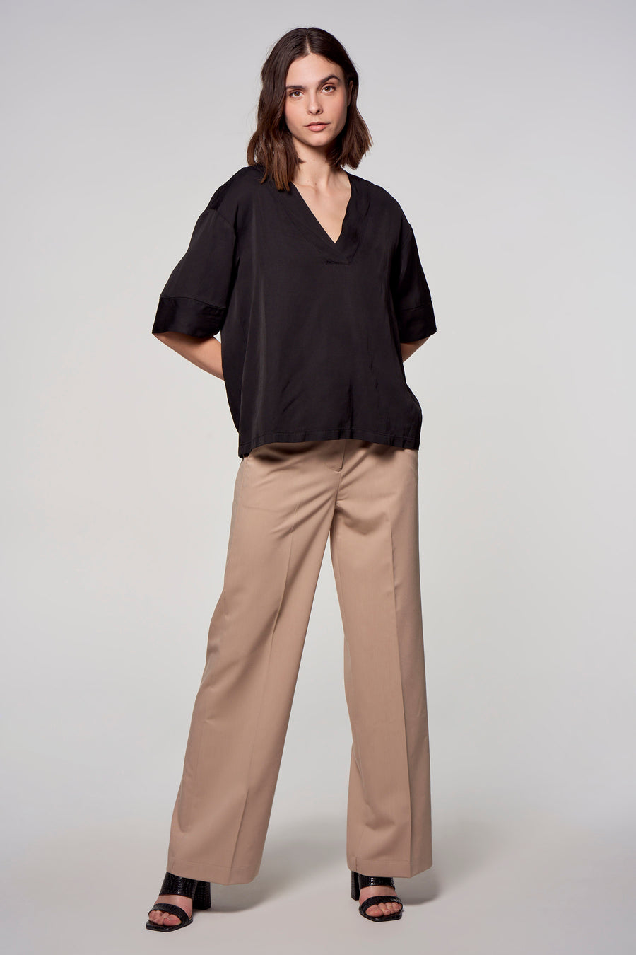 Blouse (korte mouwen) Zwart - Astrid Black Label