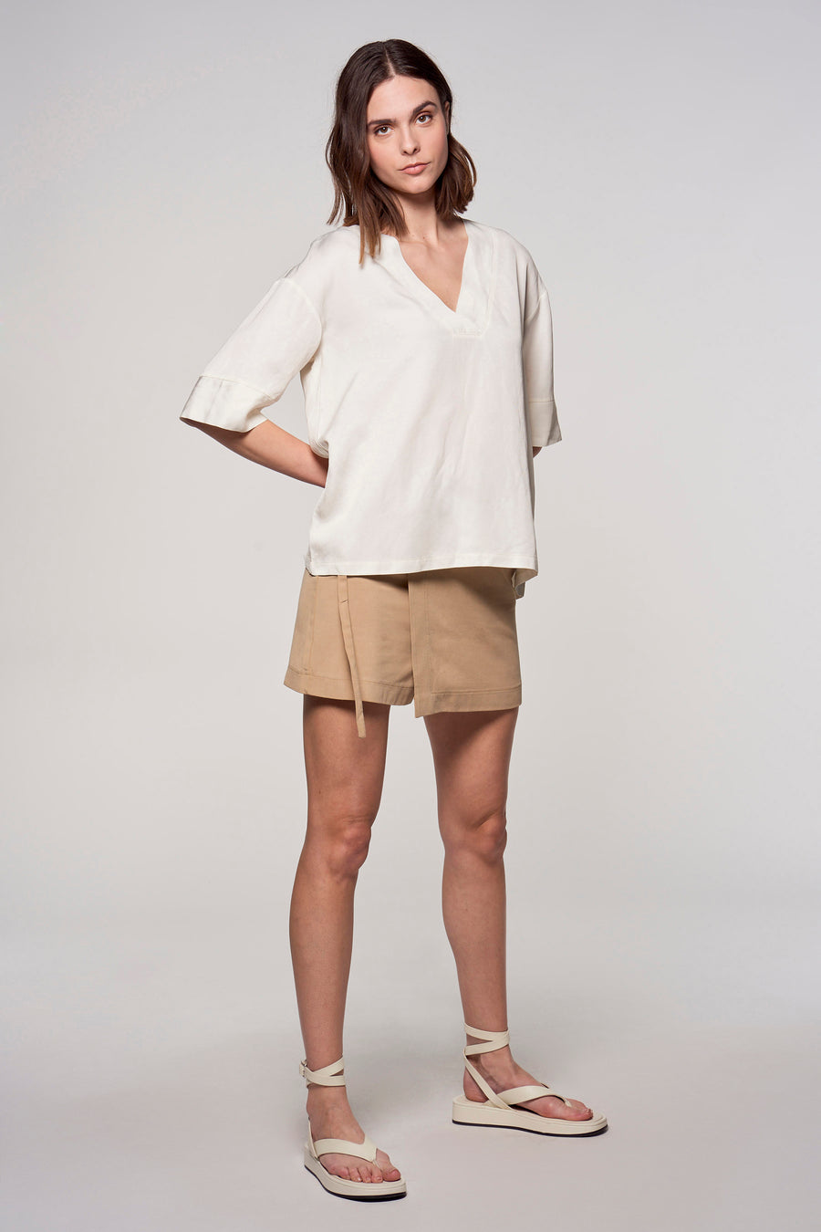 Blouse (korte mouwen) Ecru - Astrid Black Label