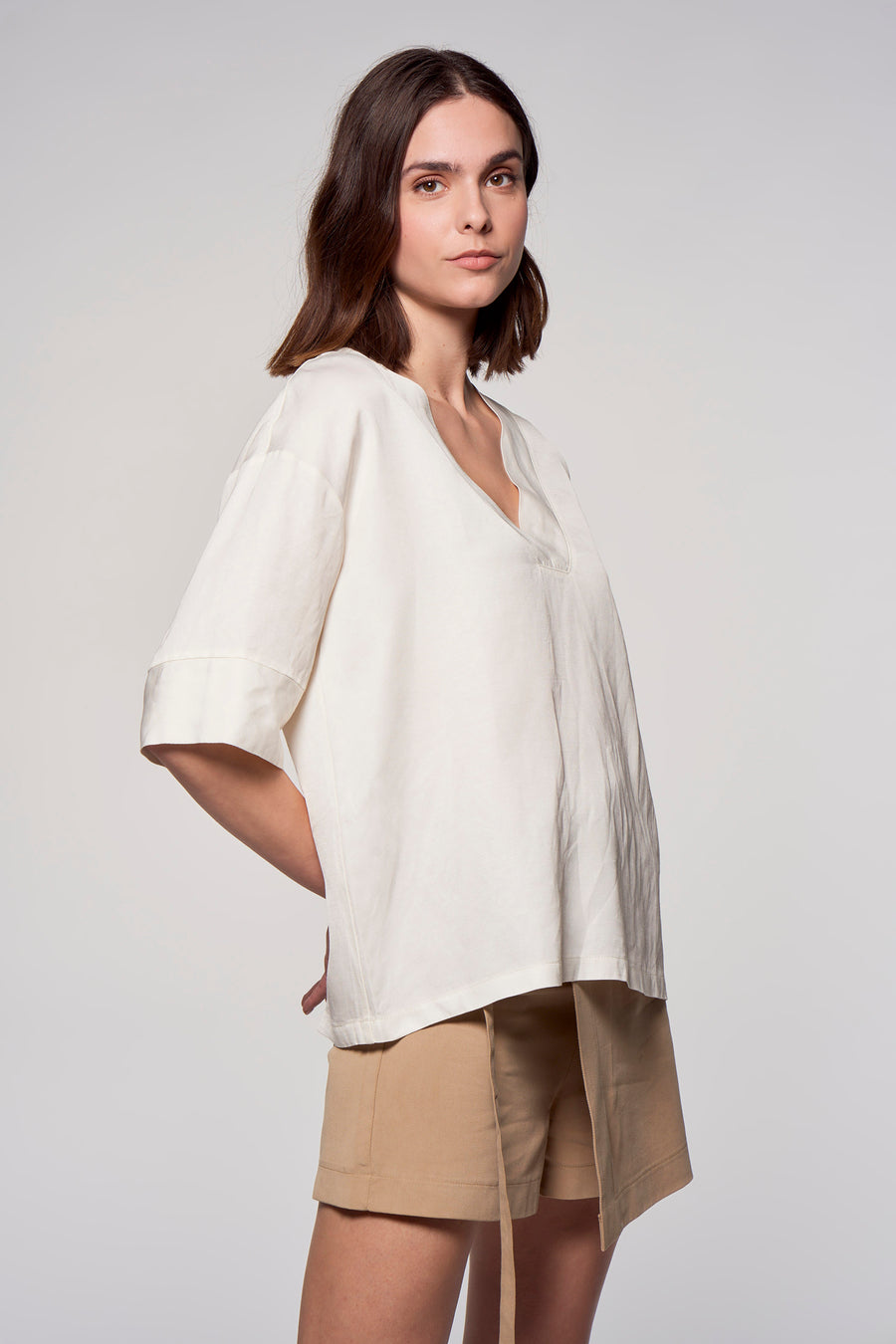 Blouse (korte mouwen) Ecru - Astrid Black Label