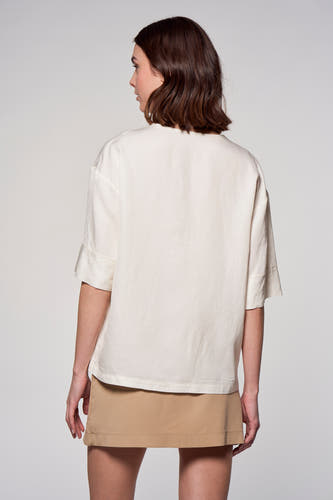Blouse (korte mouwen) Ecru - Astrid Black Label