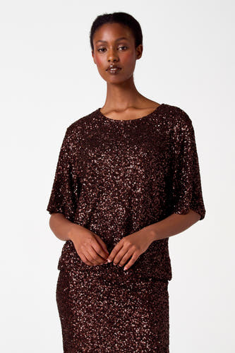 Blouse (korte mouwen) Bordeaux - Astrid Black Label