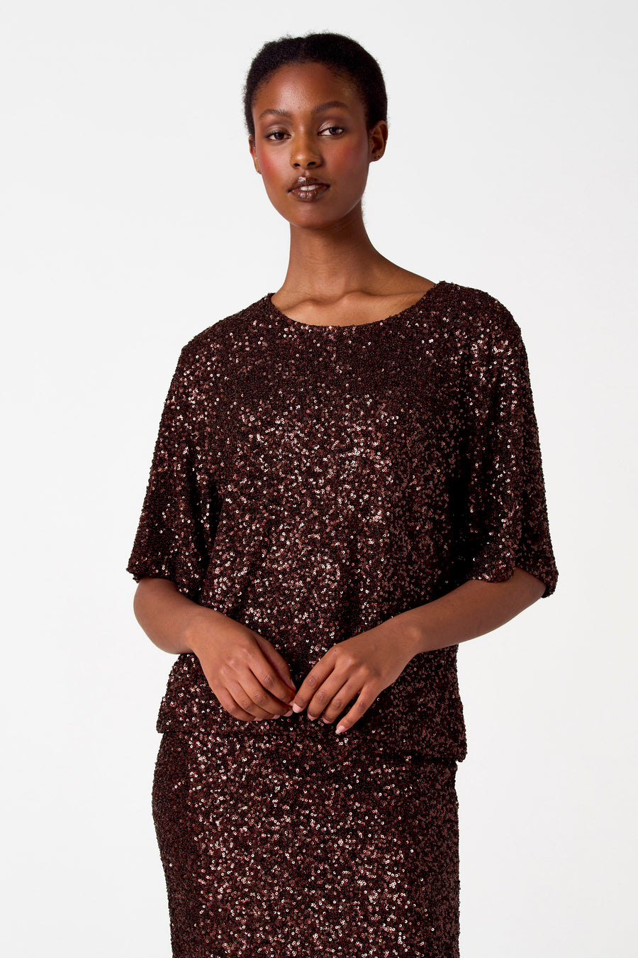 Blouse (korte mouwen) Bordeaux - Astrid Black Label