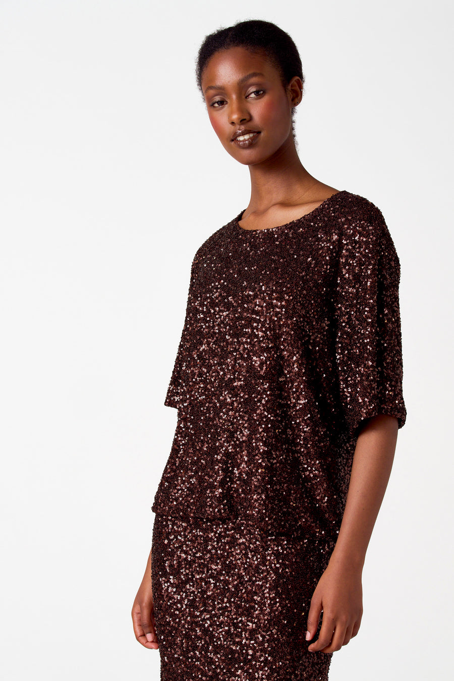 Blouse (korte mouwen) Bordeaux - Astrid Black Label