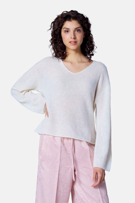 Trui met V-hals Wit - Astrid Black Label