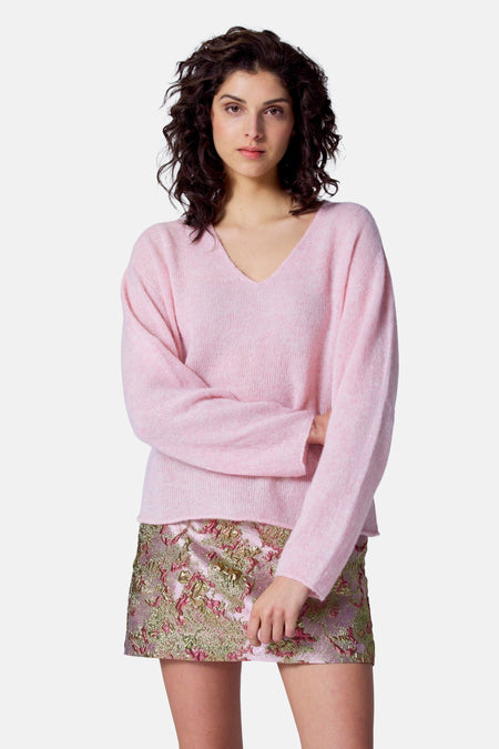 Trui met V-hals Roze - Astrid Black Label