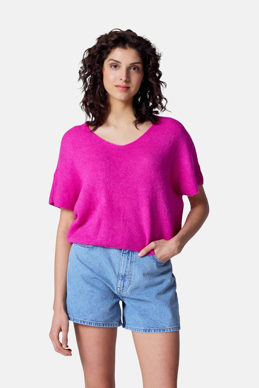 Trui met V-hals Roze - Astrid Black Label