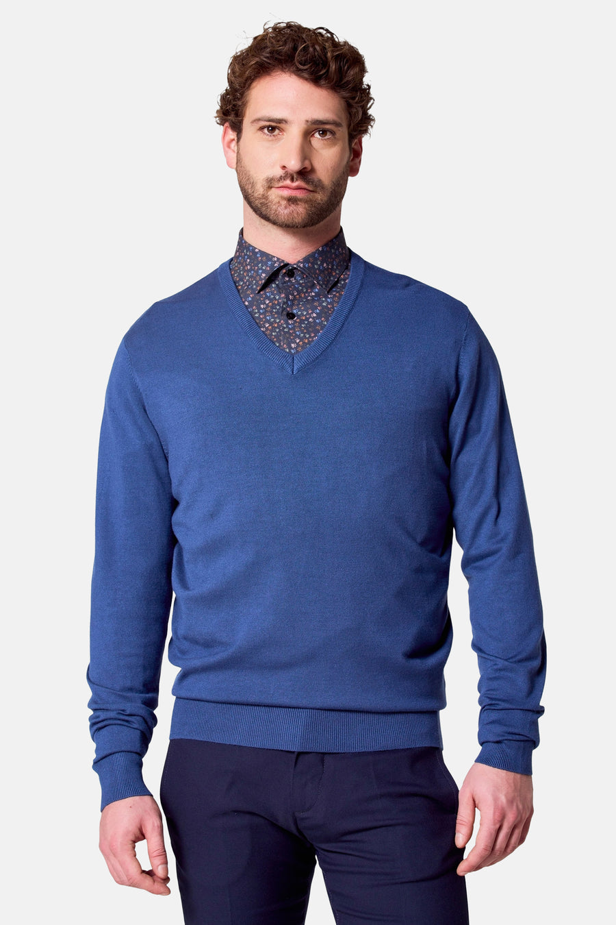 Trui met V-hals Blauw - Bruce & Butler