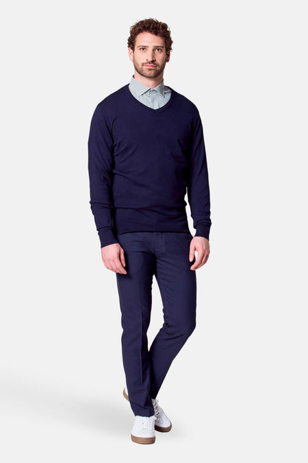 Trui met V-hals Blauw - Bruce & Butler