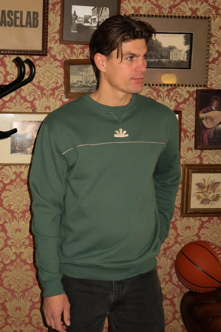 Sweater met ronde hals Groen - BASELAB