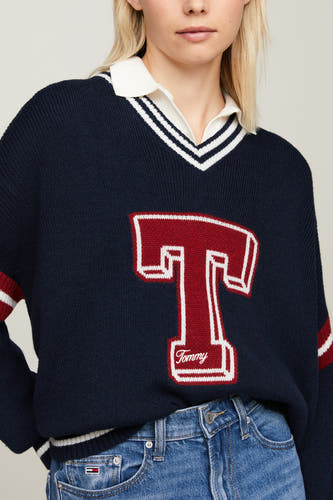 Trui met V-hals Blauw - TOMMY JEANS