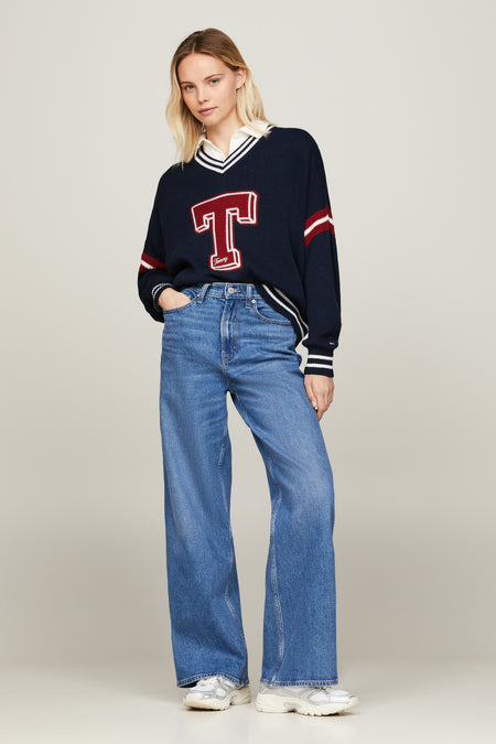 Trui met V-hals Blauw - TOMMY JEANS