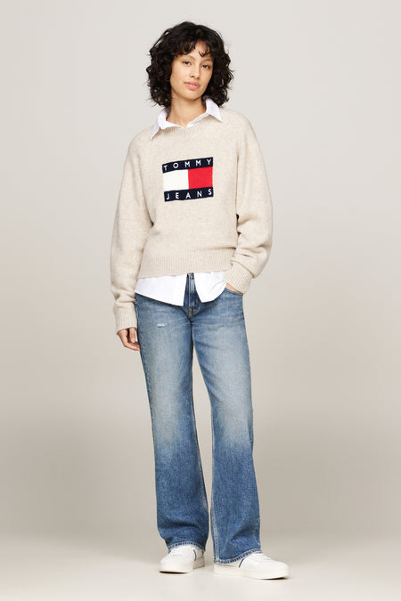 Trui met ronde hals Beige - TOMMY JEANS