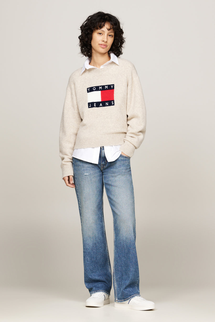 Trui met ronde hals Beige - TOMMY JEANS