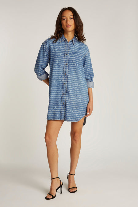 Kleedjes (lange mouwen) Mid blue denim - TOMMY JEANS