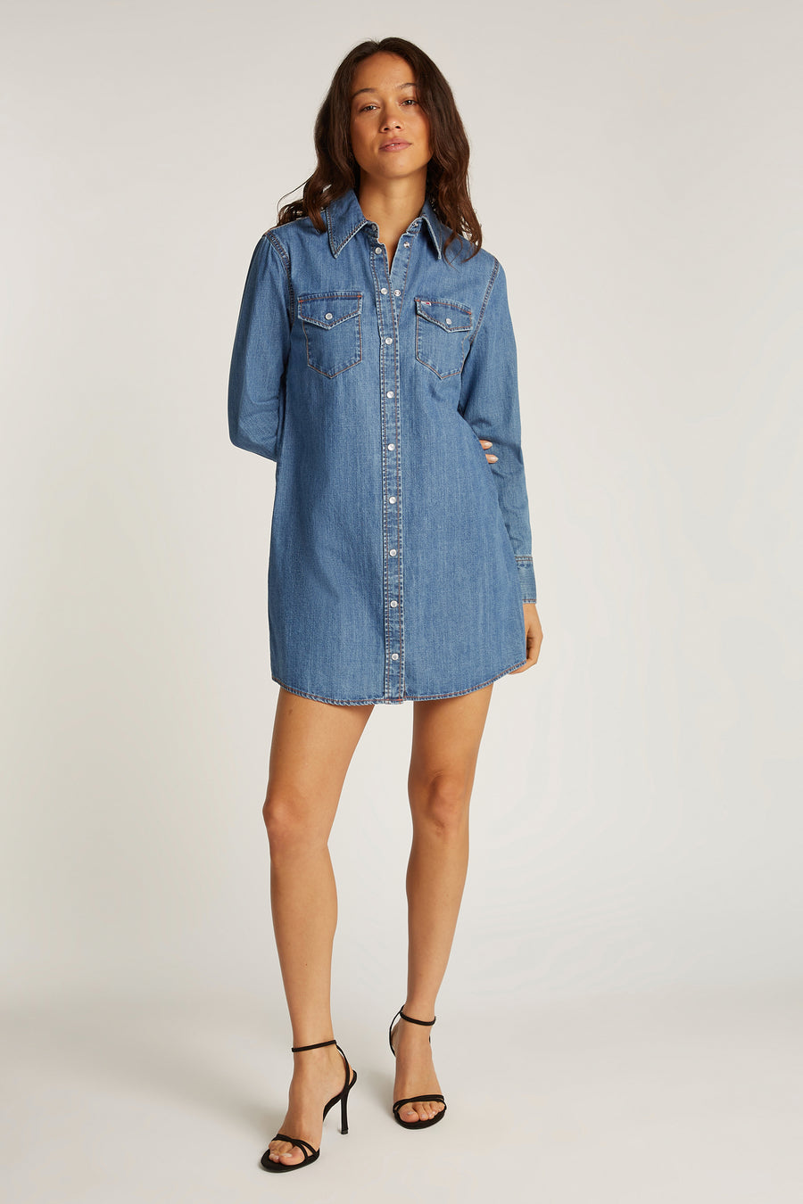 Kleedjes (lange mouwen) Mid blue denim - TOMMY JEANS