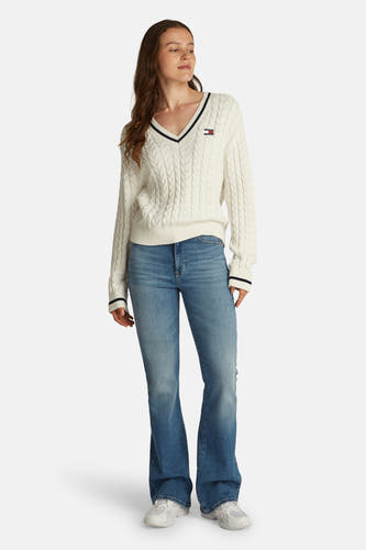 Trui met V-hals Wit - TOMMY JEANS