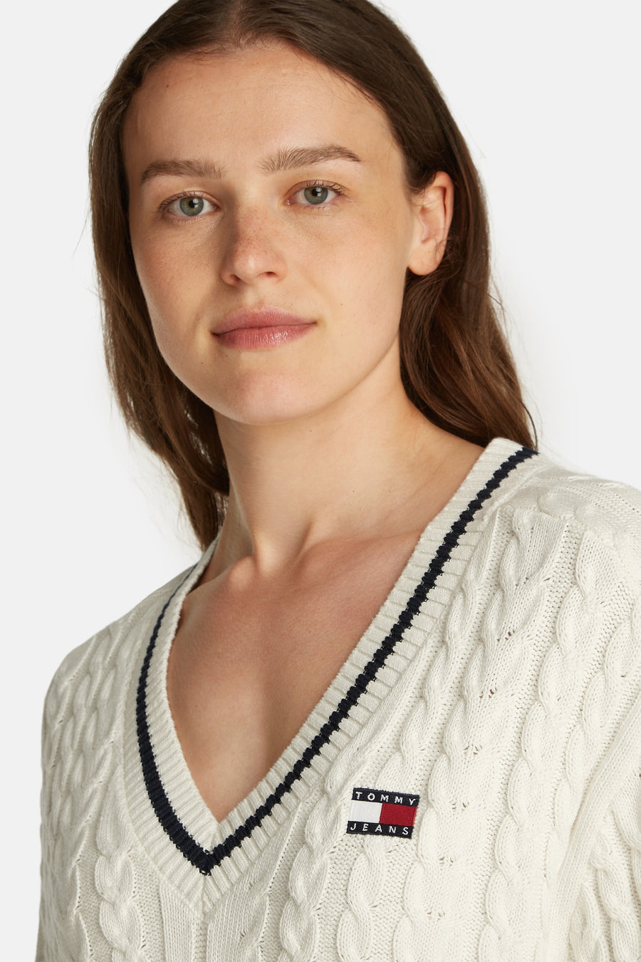 Trui met V-hals Wit - TOMMY JEANS