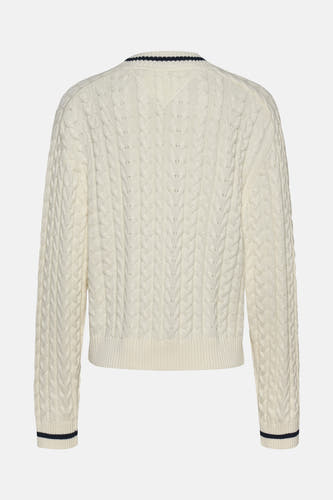 Trui met V-hals Wit - TOMMY JEANS